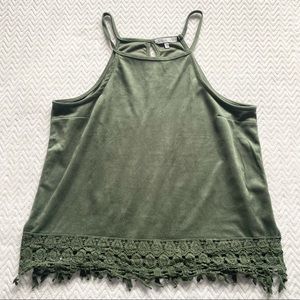 Charlotte Russe Green Velvet Lace Halter Top